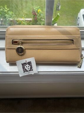 Anne Klein Tan Zip-Around Wallet with Front Zip Pocket